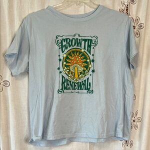 Mighty Fine 2x Blue Graphic boxy Tee with Mushroom Design